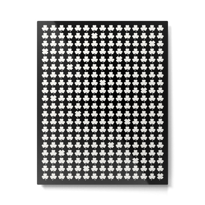 Clovers II Black and White Botanical Pattern Metal Print Gallery Image 1