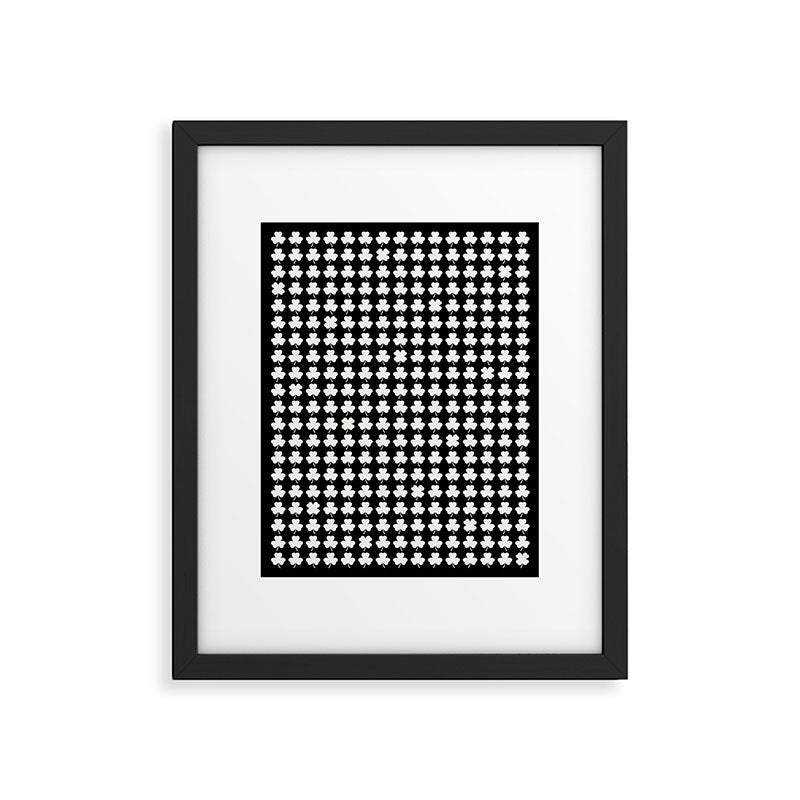 Clovers II Black and White Botanical Pattern Framed Art Print Gallery Image 6