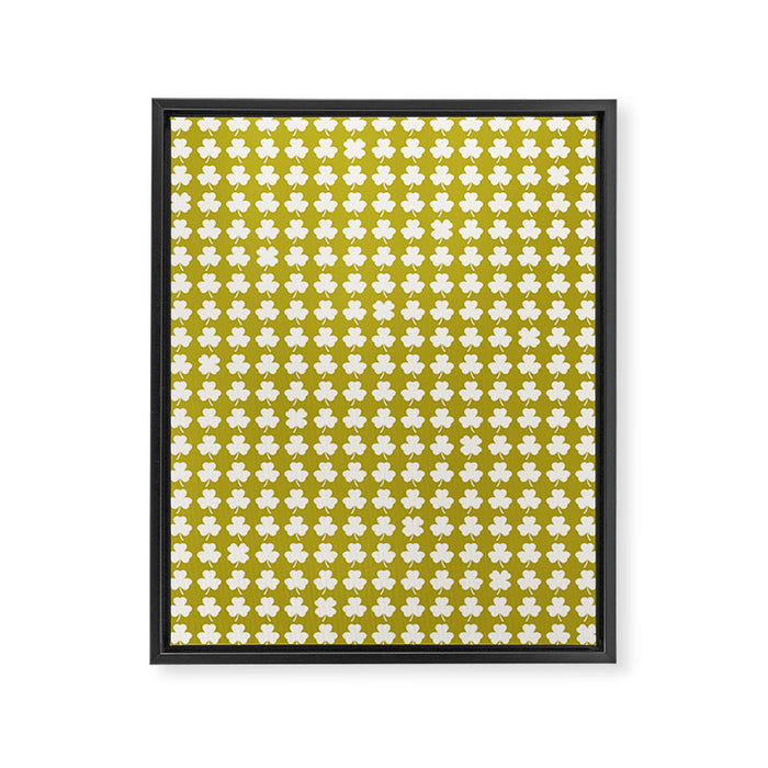 Clovers XX Chartreuse Botanical Pattern Framed Canvas Print Gallery Image 1