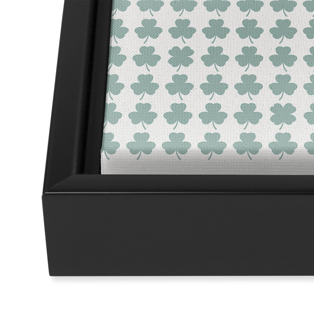 Clovers XXIX Teal Green Botanical Pattern Framed Canvas Print Gallery Image 3