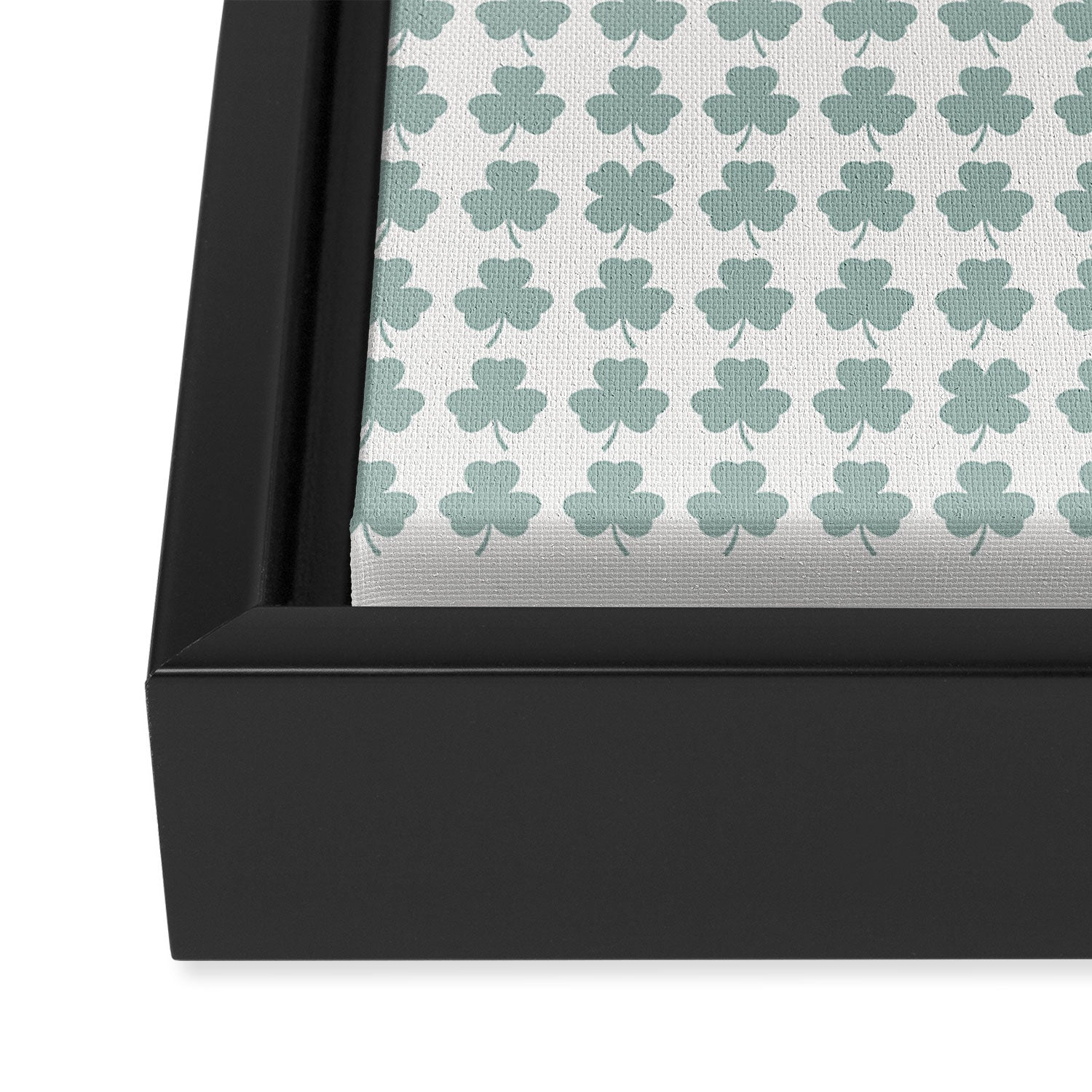 Clovers XXIX Teal Green Botanical Pattern Framed Canvas Print Gallery Image 3