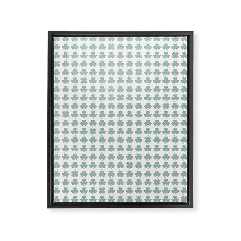 Clovers XXIX Teal Green Botanical Pattern Framed Canvas Print Gallery Image 8