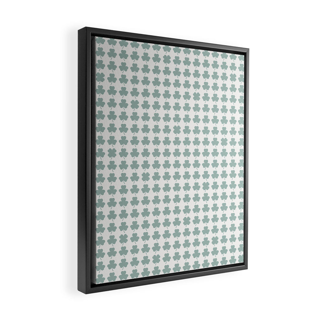 Clovers XXIX Teal Green Botanical Pattern Framed Canvas Print Gallery Image 2