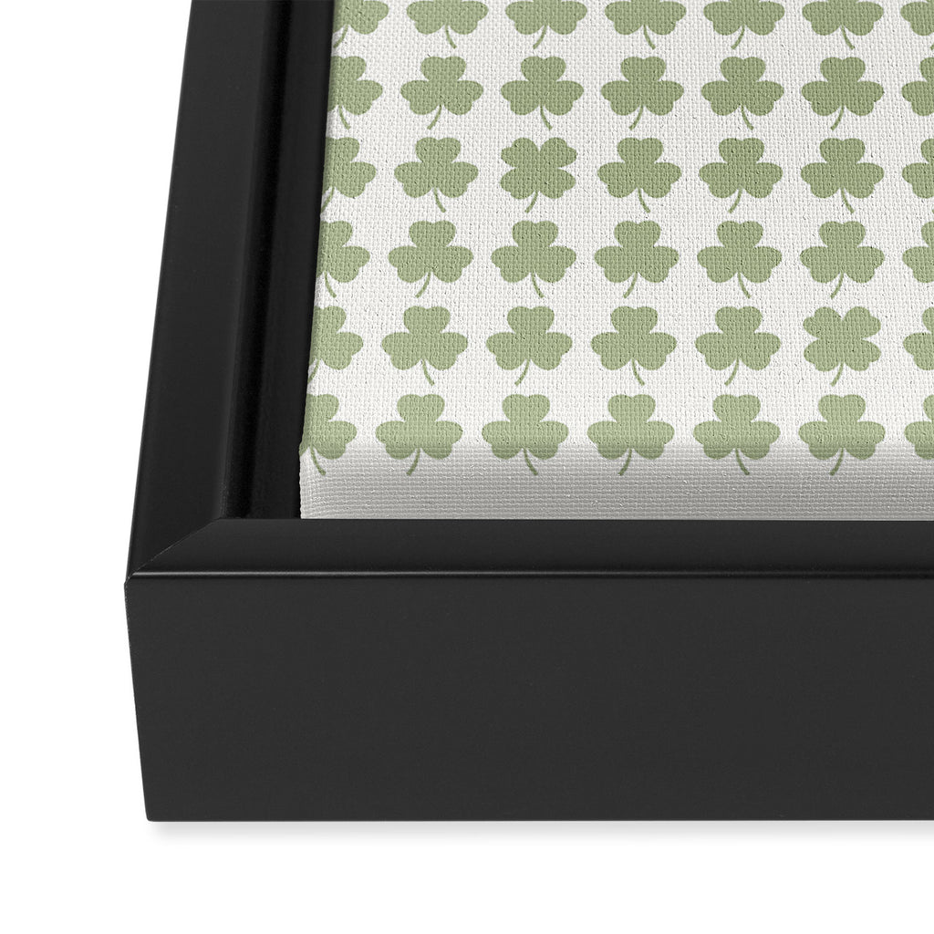 Clovers XXV Natural Green Botanical Pattern Framed Canvas Print Gallery Image 3