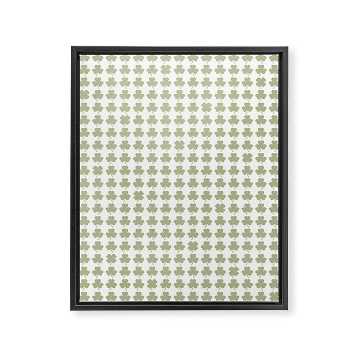 Clovers XXV Natural Green Botanical Pattern Framed Canvas Print Gallery Image 1