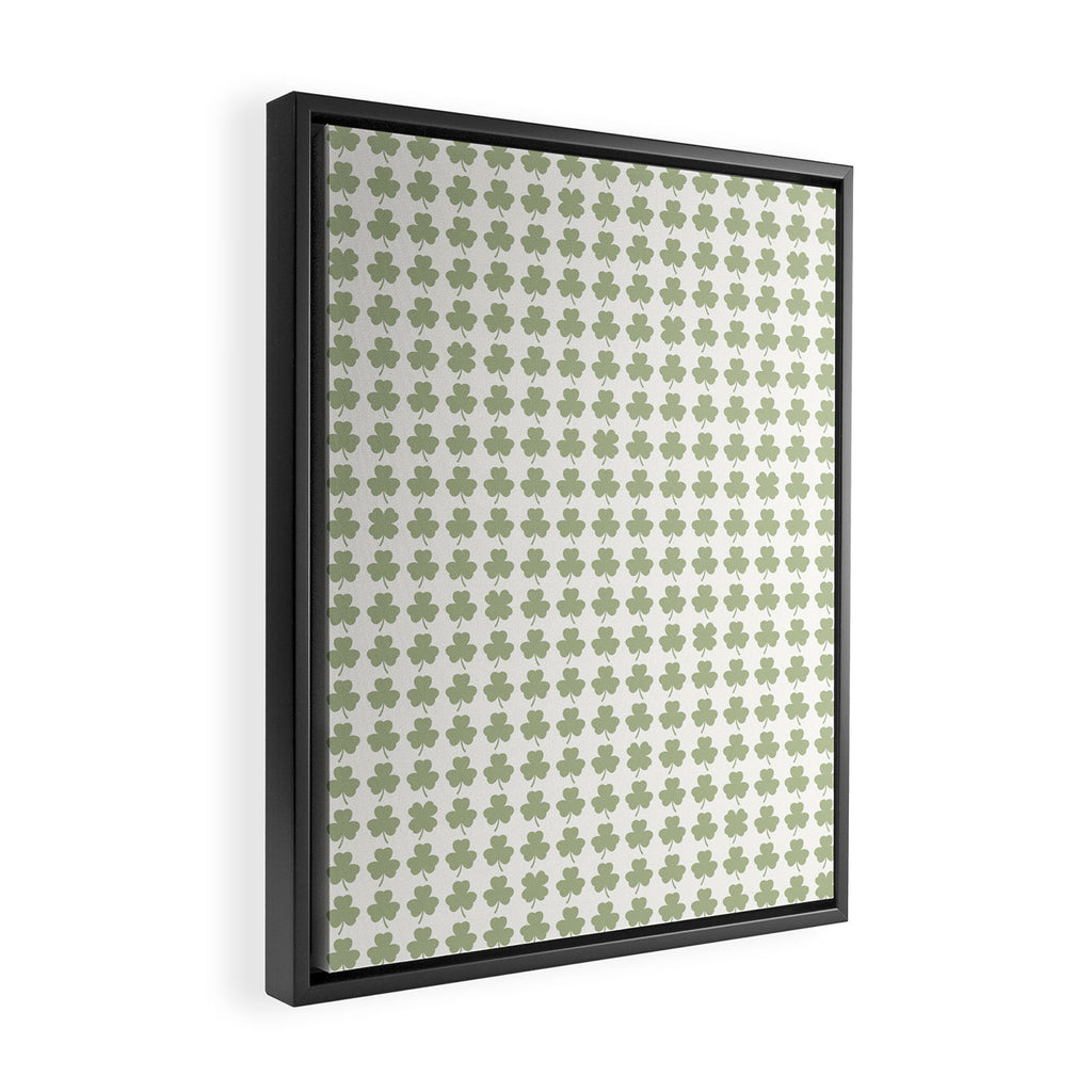 Clovers XXV Natural Green Botanical Pattern Framed Canvas Print Gallery Image 2