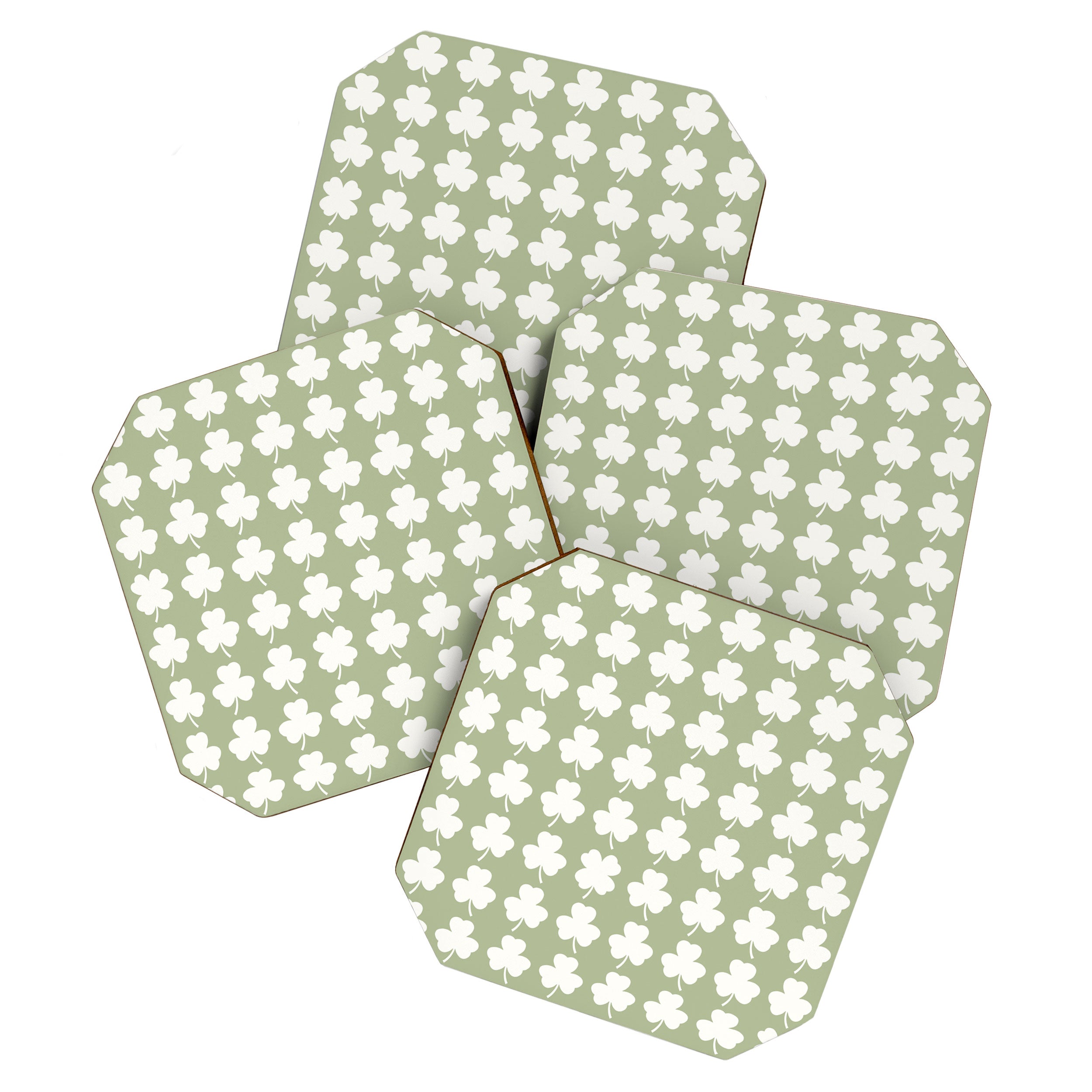 Clovers XXVI Natural Green Botanical Pattern Coaster Gallery Image 1