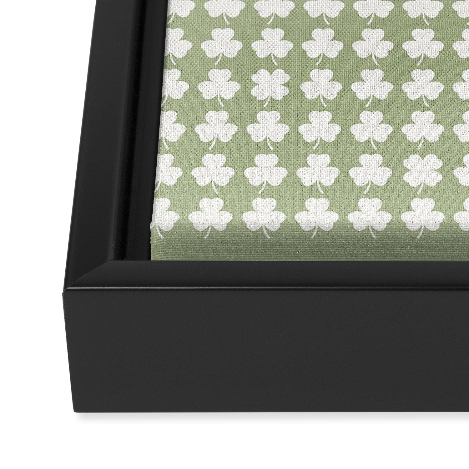 Clovers XXVI Natural Green Botanical Pattern Framed Canvas Print Gallery Image 3