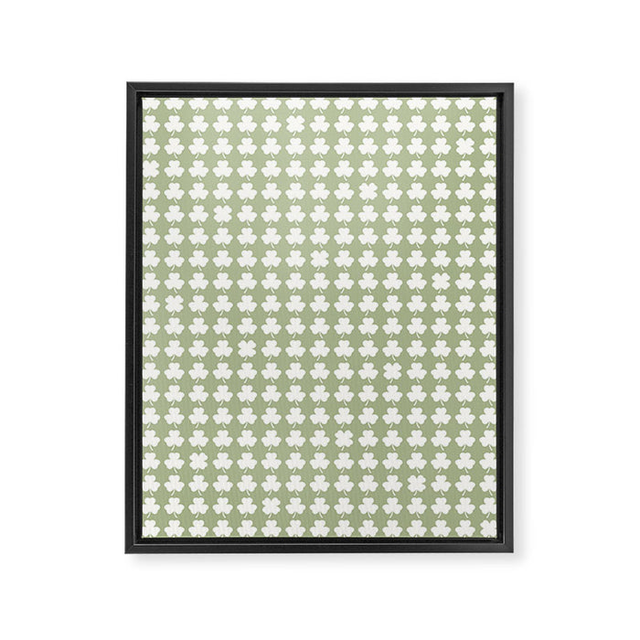 Clovers XXVI Natural Green Botanical Pattern Framed Canvas Print Gallery Image 1