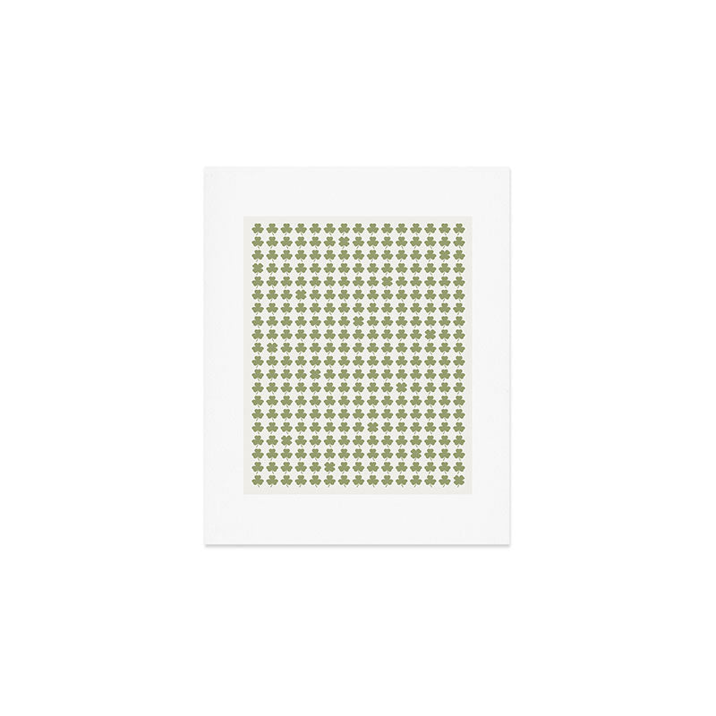 Clovers XXVII Natural Green Botanical Pattern Art Print Gallery Image 1