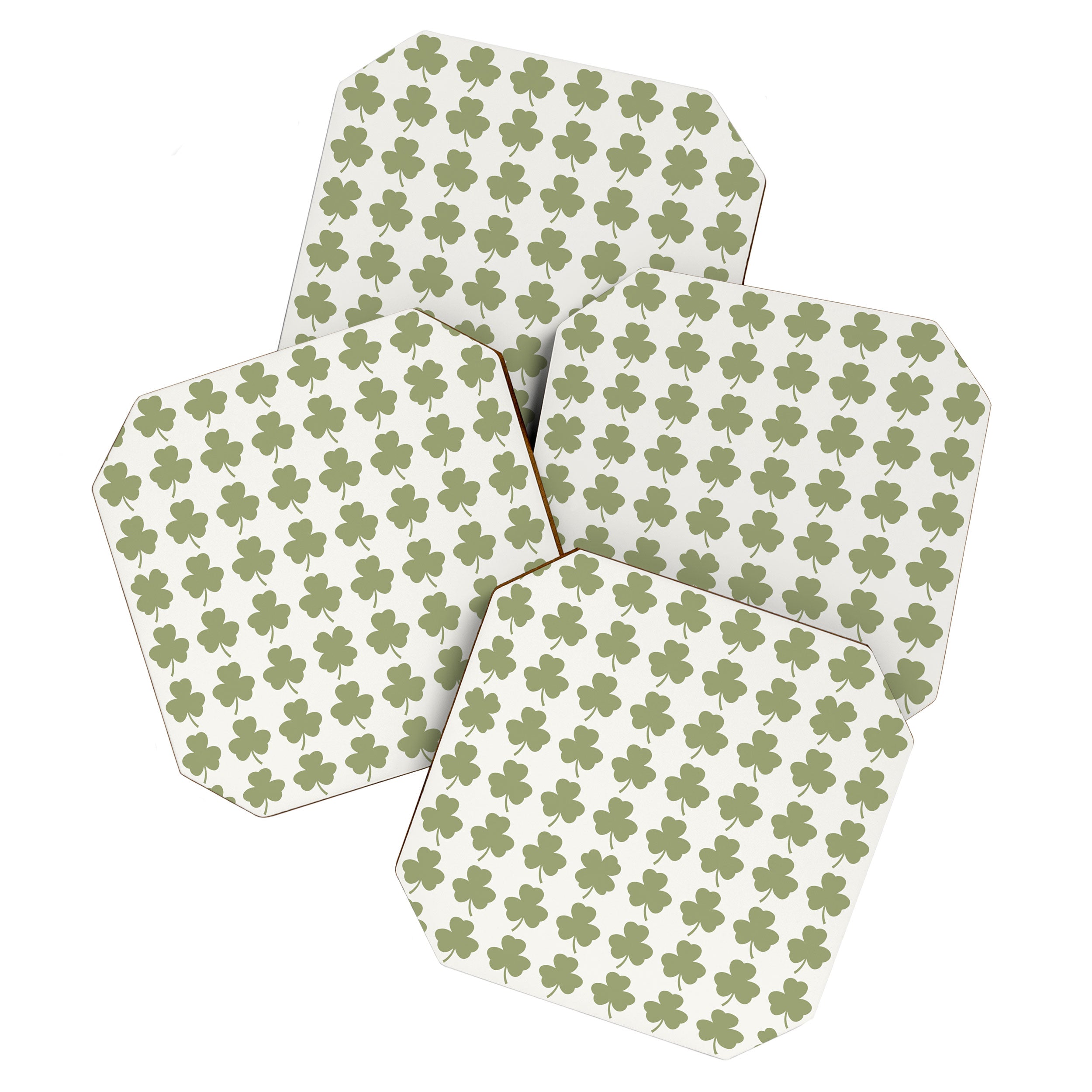 Clovers XXVII Natural Green Botanical Pattern Coaster Gallery Image 1