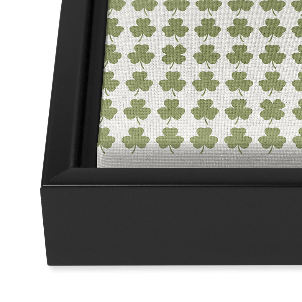 Clovers XXVII Natural Green Botanical Pattern Framed Canvas Print Gallery Image 3