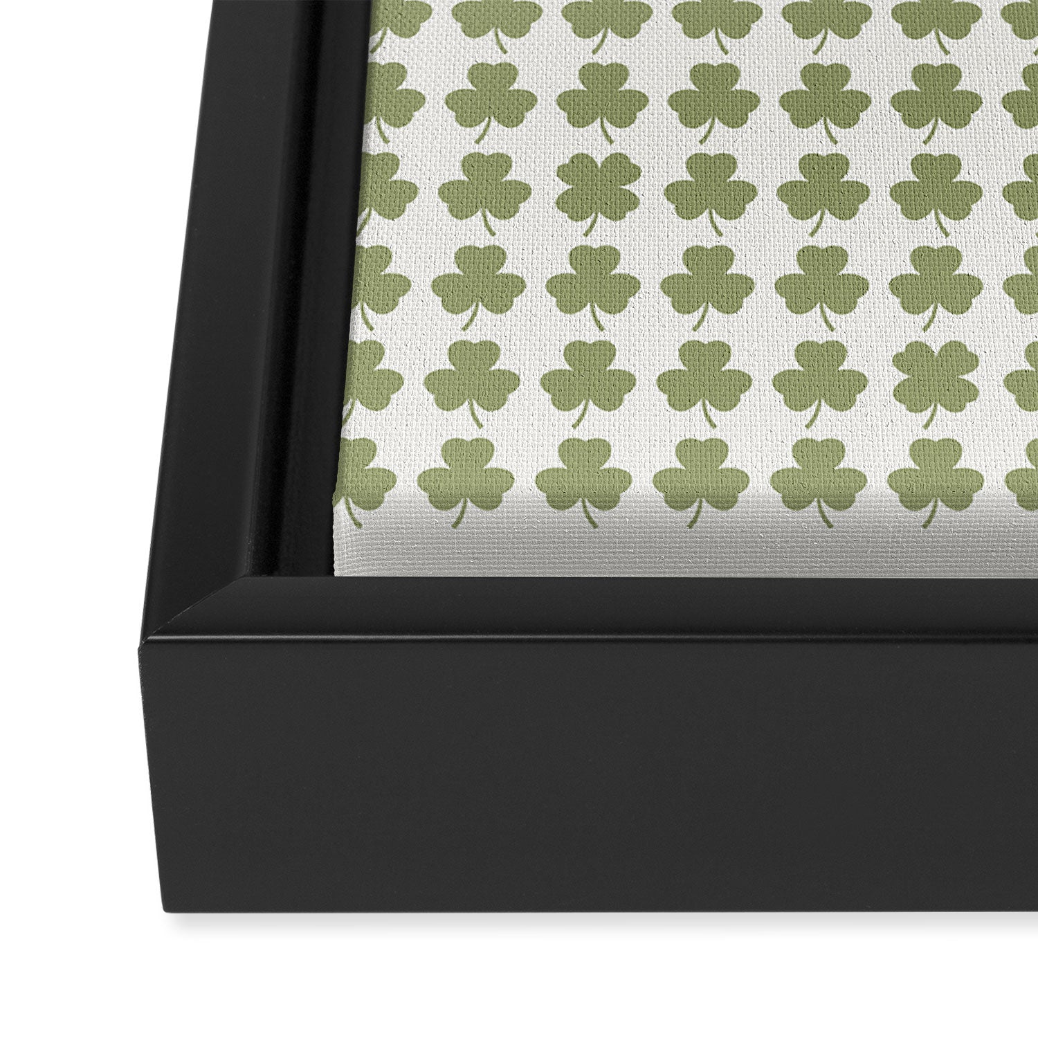 Clovers XXVII Natural Green Botanical Pattern Framed Canvas Print Gallery Image 3