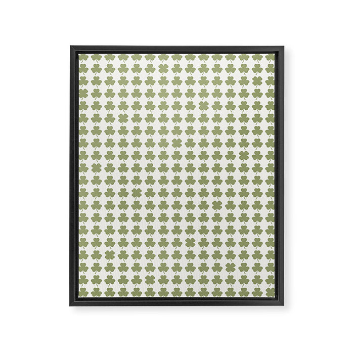 Clovers XXVII Natural Green Botanical Pattern Framed Canvas Print Gallery Image 1