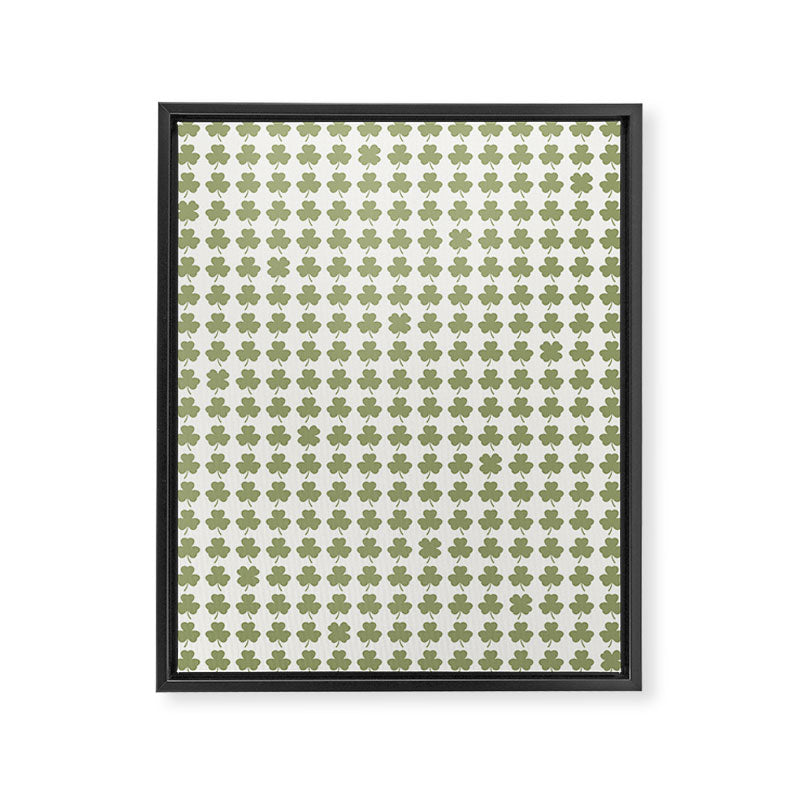 Clovers XXVII Natural Green Botanical Pattern Framed Canvas Print Gallery Image 8