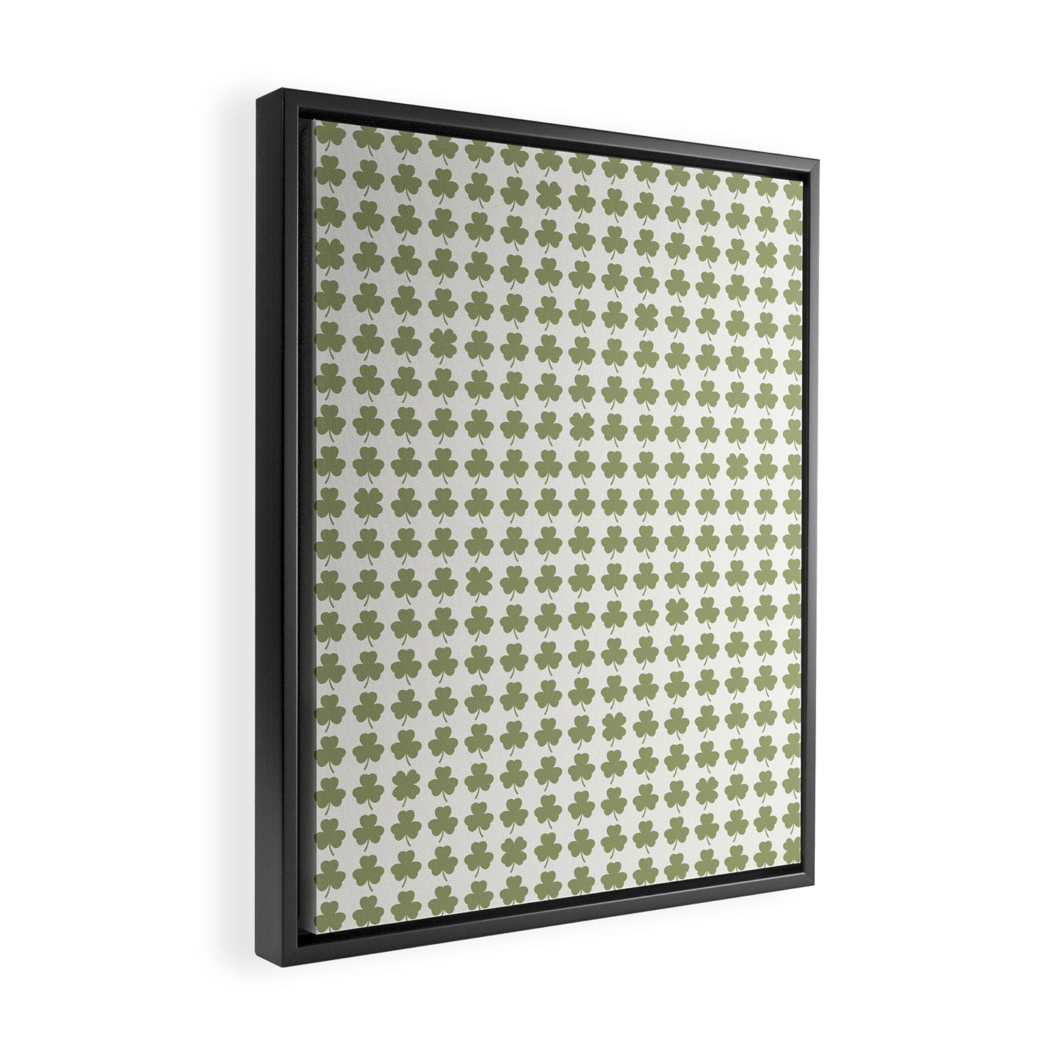 Clovers XXVII Natural Green Botanical Pattern Framed Canvas Print Gallery Image 2