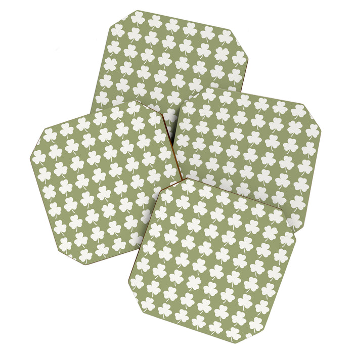 Clovers XXVIII Natural Green Botanical Pattern Coaster Gallery Image 1