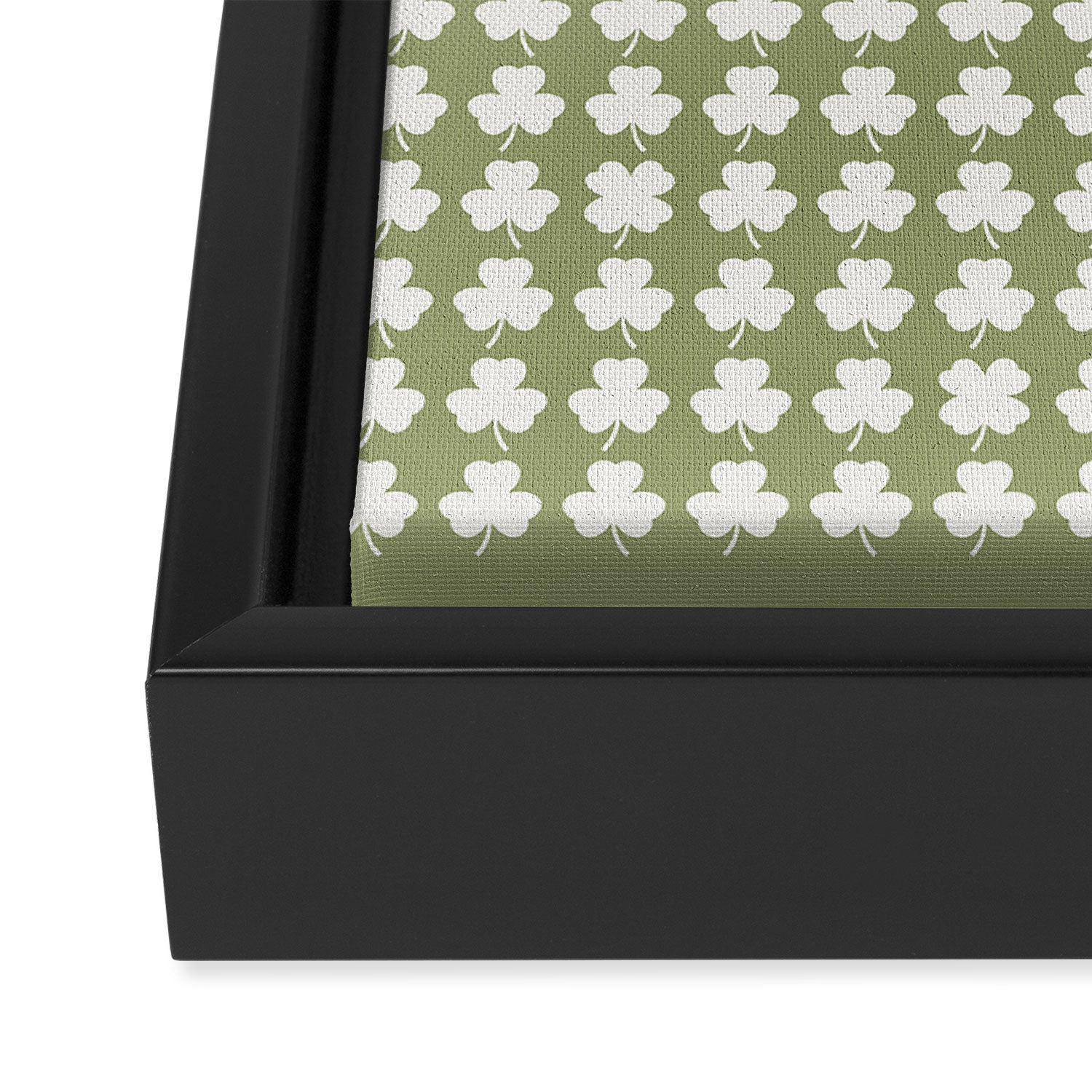Clovers XXVIII Natural Green Botanical Pattern Framed Canvas Print Gallery Image 3