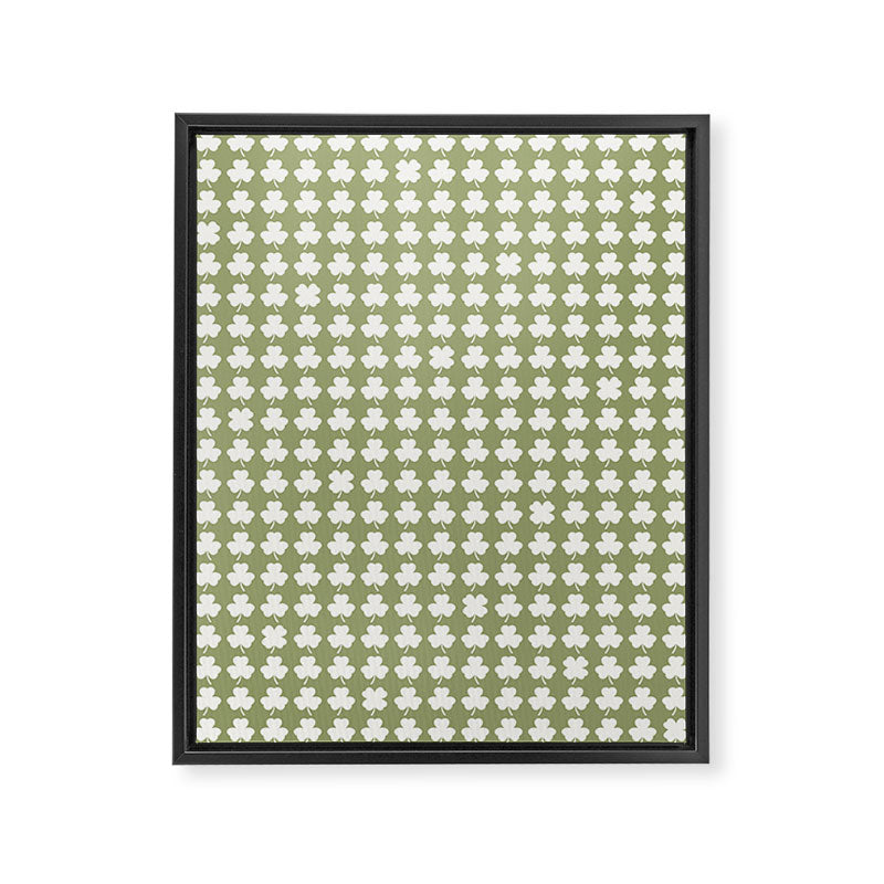 Clovers XXVIII Natural Green Botanical Pattern Framed Canvas Print Gallery Image 8