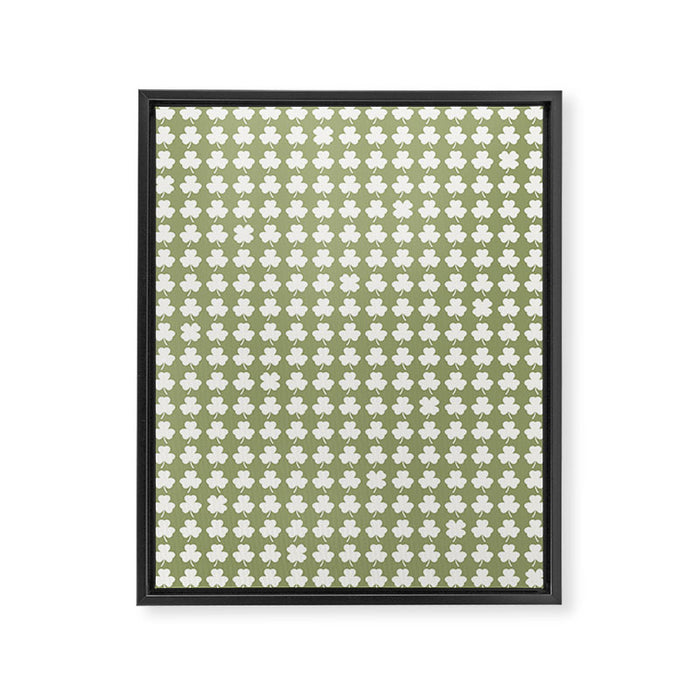 Clovers XXVIII Natural Green Botanical Pattern Framed Canvas Print Gallery Image 1