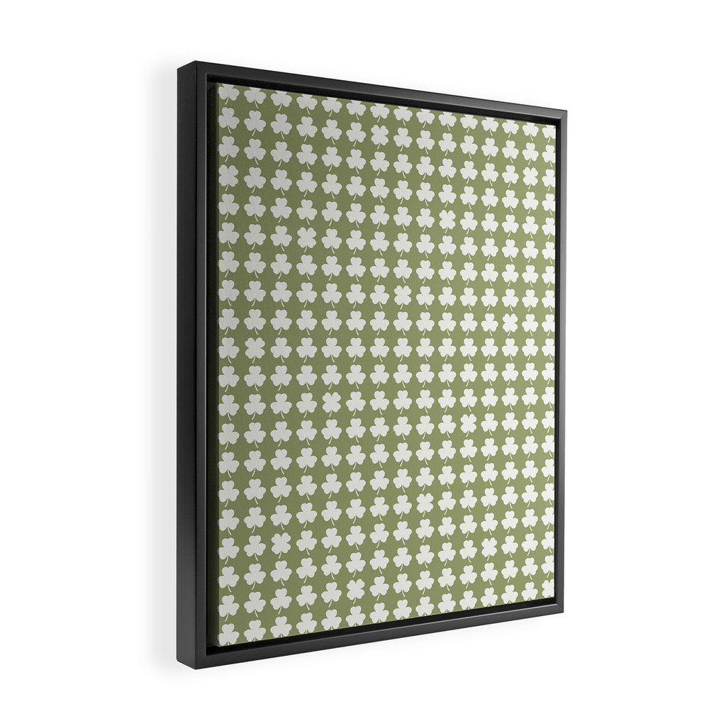 Clovers XXVIII Natural Green Botanical Pattern Framed Canvas Print Gallery Image 2