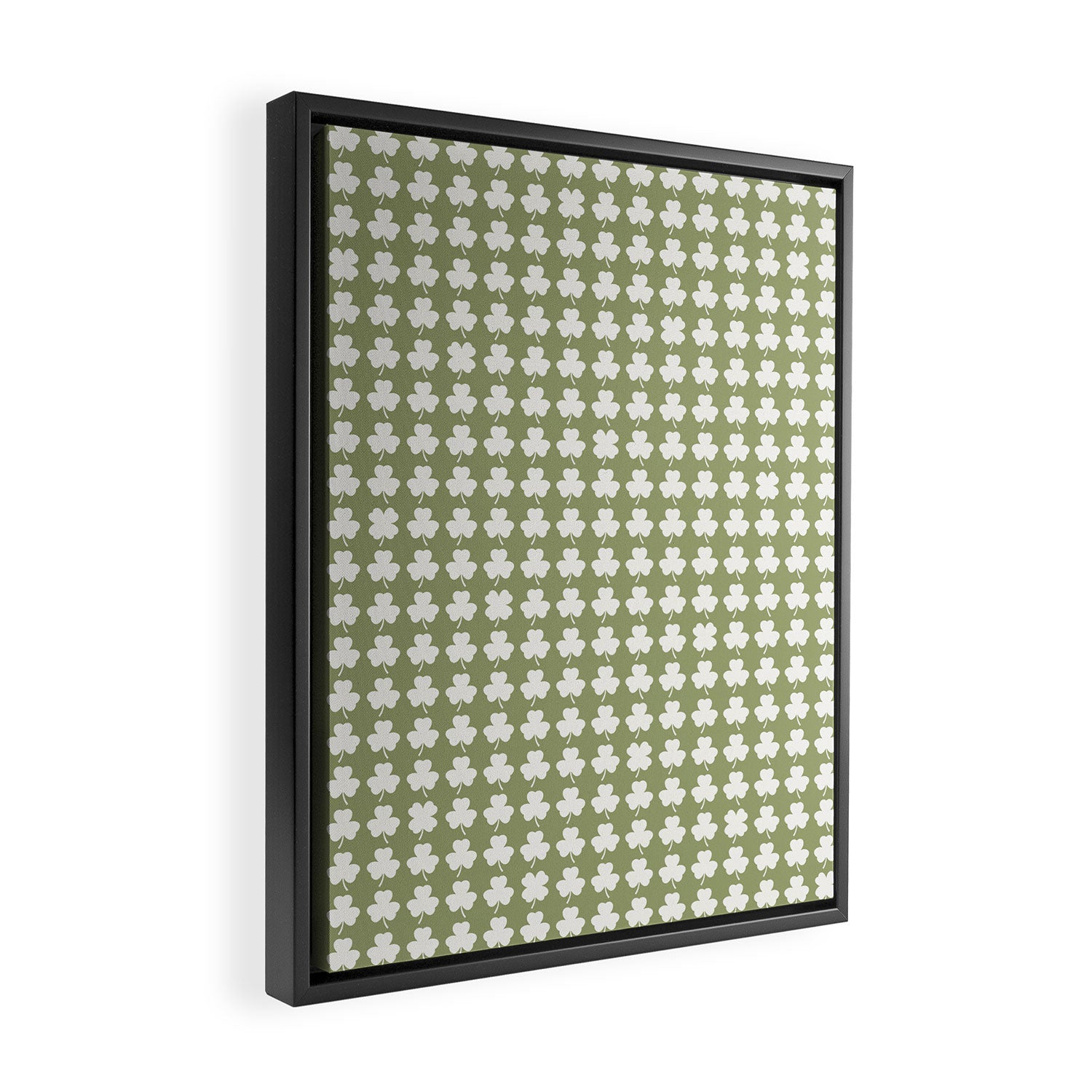Clovers XXVIII Natural Green Botanical Pattern Framed Canvas Print Gallery Image 2