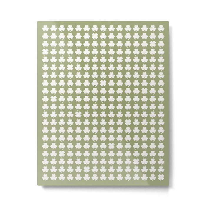 Clovers XXVIII Natural Green Botanical Pattern Metal Print Gallery Image 1