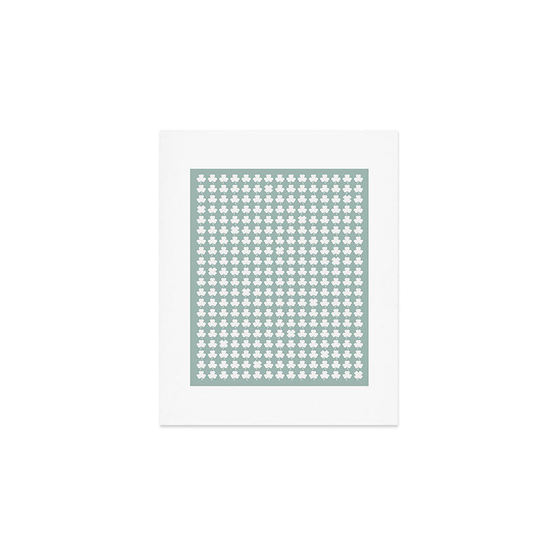 Clovers XXXI Sage Green Botanical Pattern Art Print Gallery Image 1