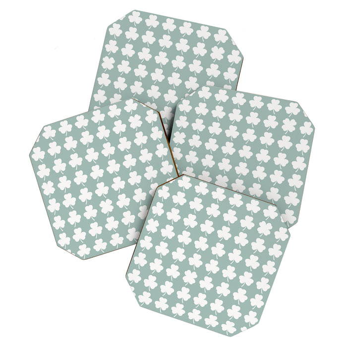 Clovers XXXI Sage Green Botanical Pattern Coaster Gallery Image 1
