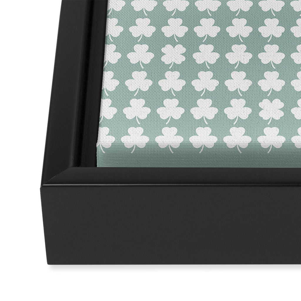 Clovers XXXI Sage Green Botanical Pattern Framed Canvas Print Gallery Image 3