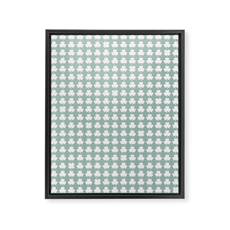 Clovers XXXI Sage Green Botanical Pattern Framed Canvas Print Gallery Image 8