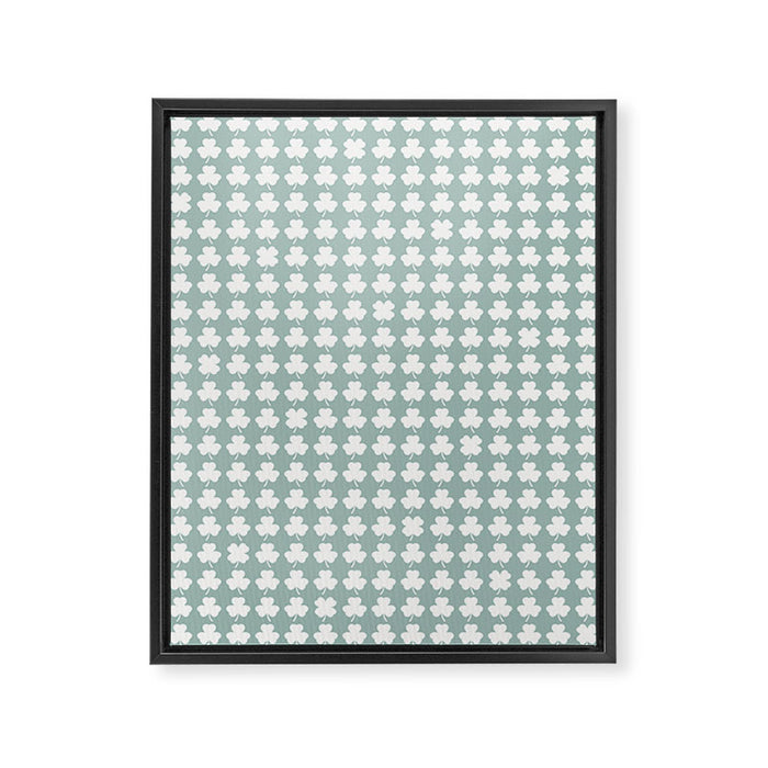 Clovers XXXI Sage Green Botanical Pattern Framed Canvas Print Gallery Image 1