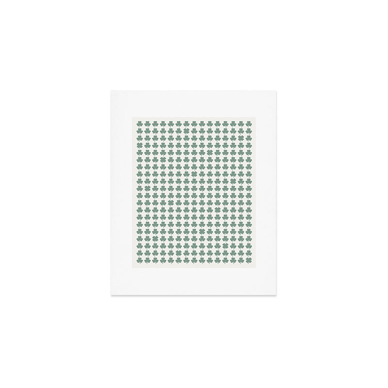 Clovers XXXII Sage Green Botanical Pattern Art Print Gallery Image 1