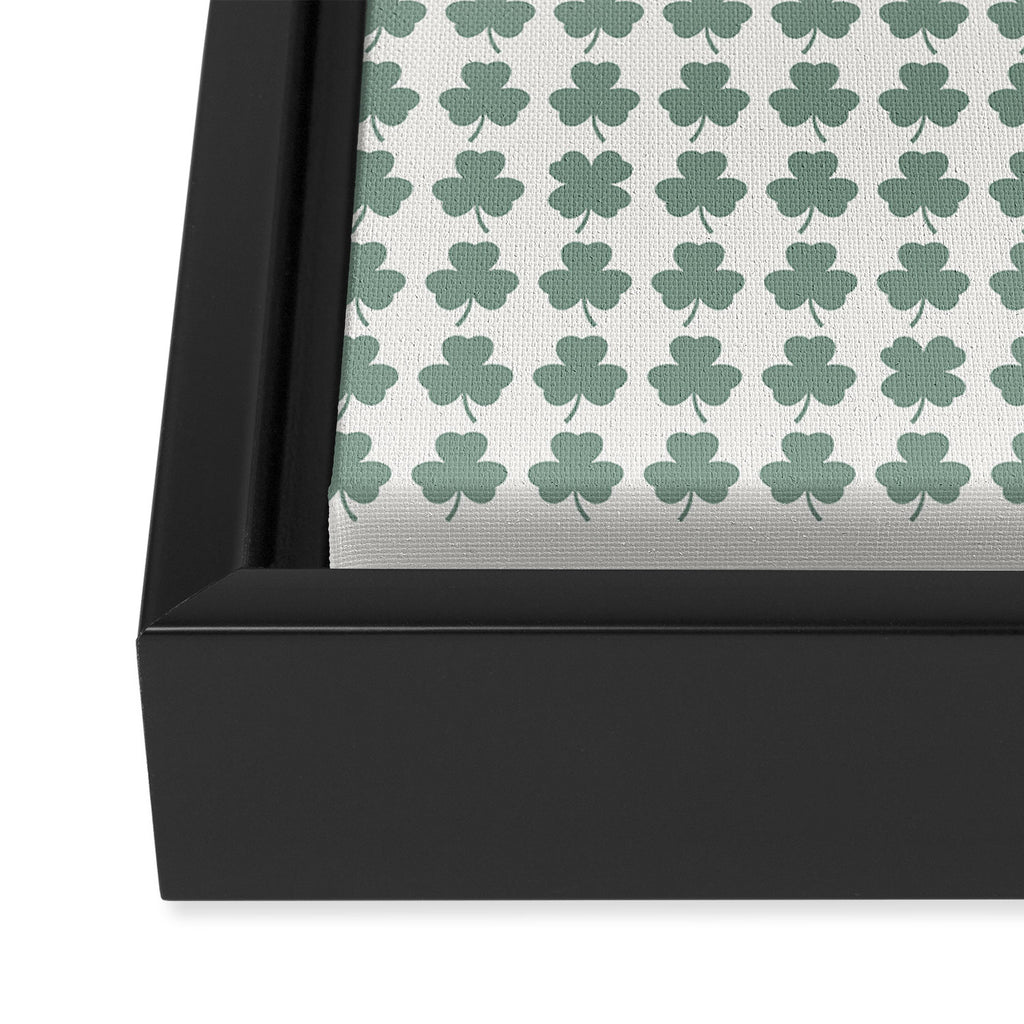 Clovers XXXII Sage Green Botanical Pattern Framed Canvas Print Gallery Image 3