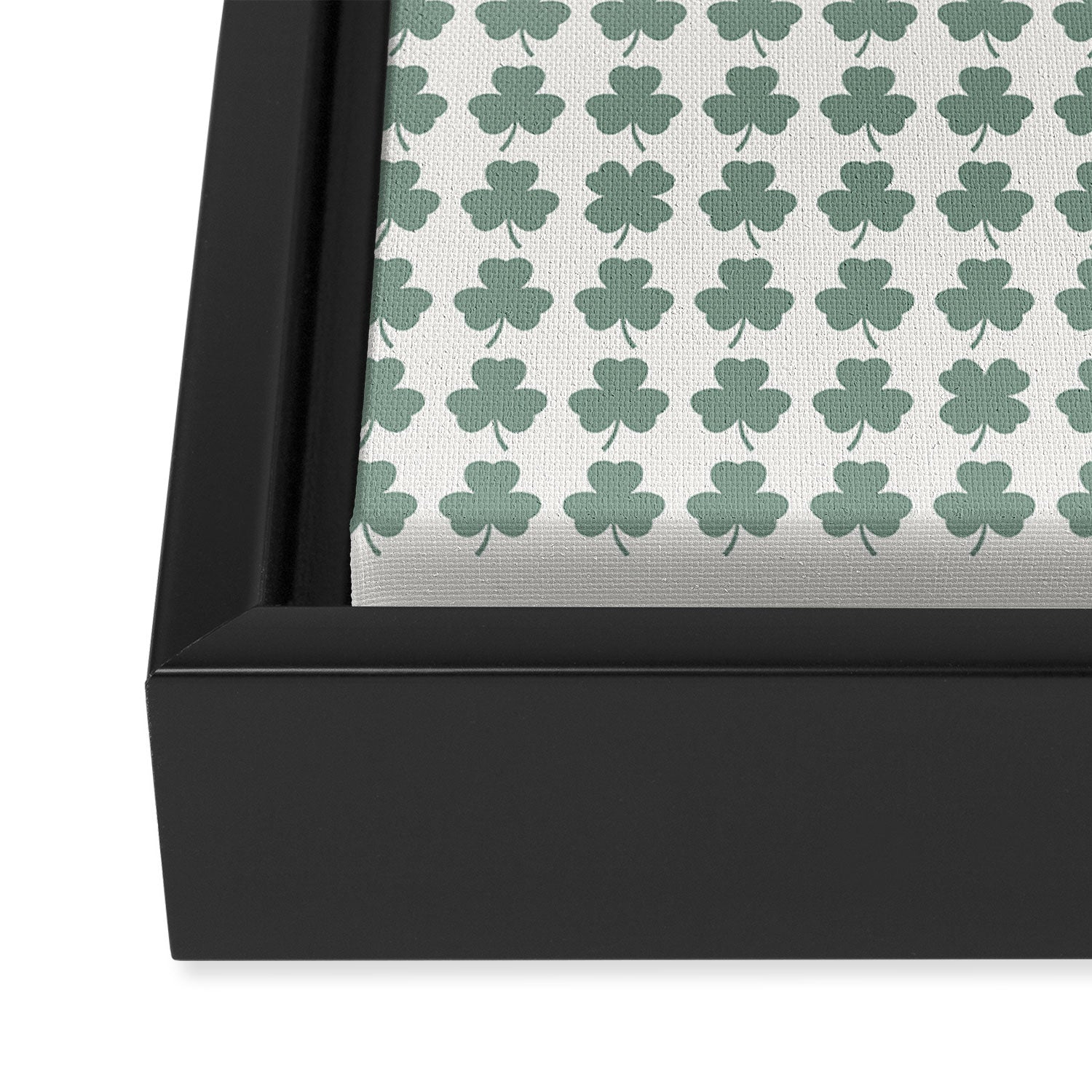 Clovers XXXII Sage Green Botanical Pattern Framed Canvas Print Gallery Image 3