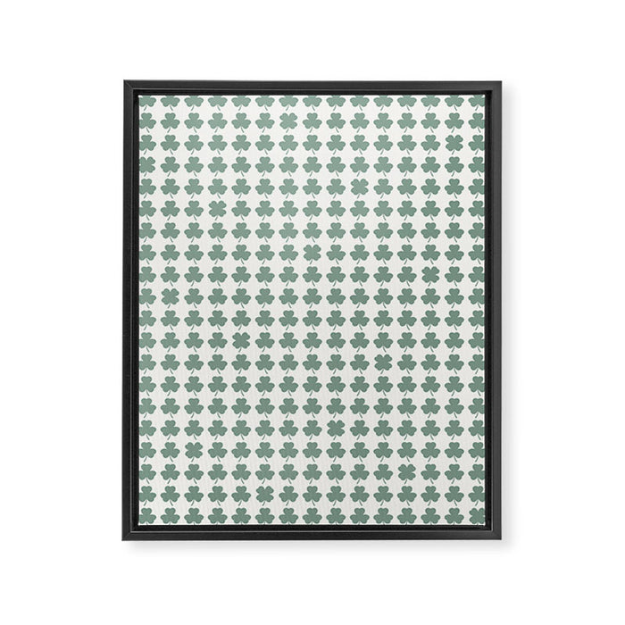 Clovers XXXII Sage Green Botanical Pattern Framed Canvas Print Gallery Image 1