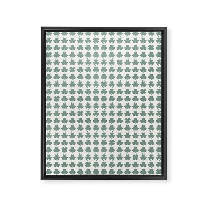 Clovers XXXII Sage Green Botanical Pattern Framed Canvas Print Gallery Image 8