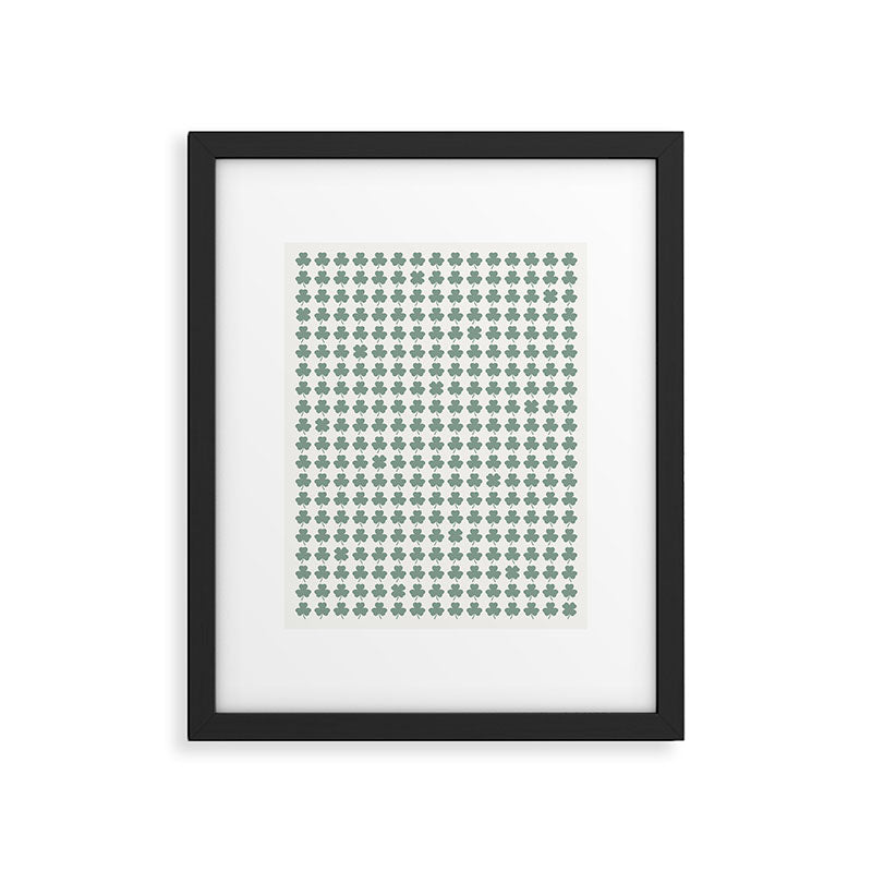 Clovers XXXII Sage Green Botanical Pattern Framed Art Print Gallery Image 6
