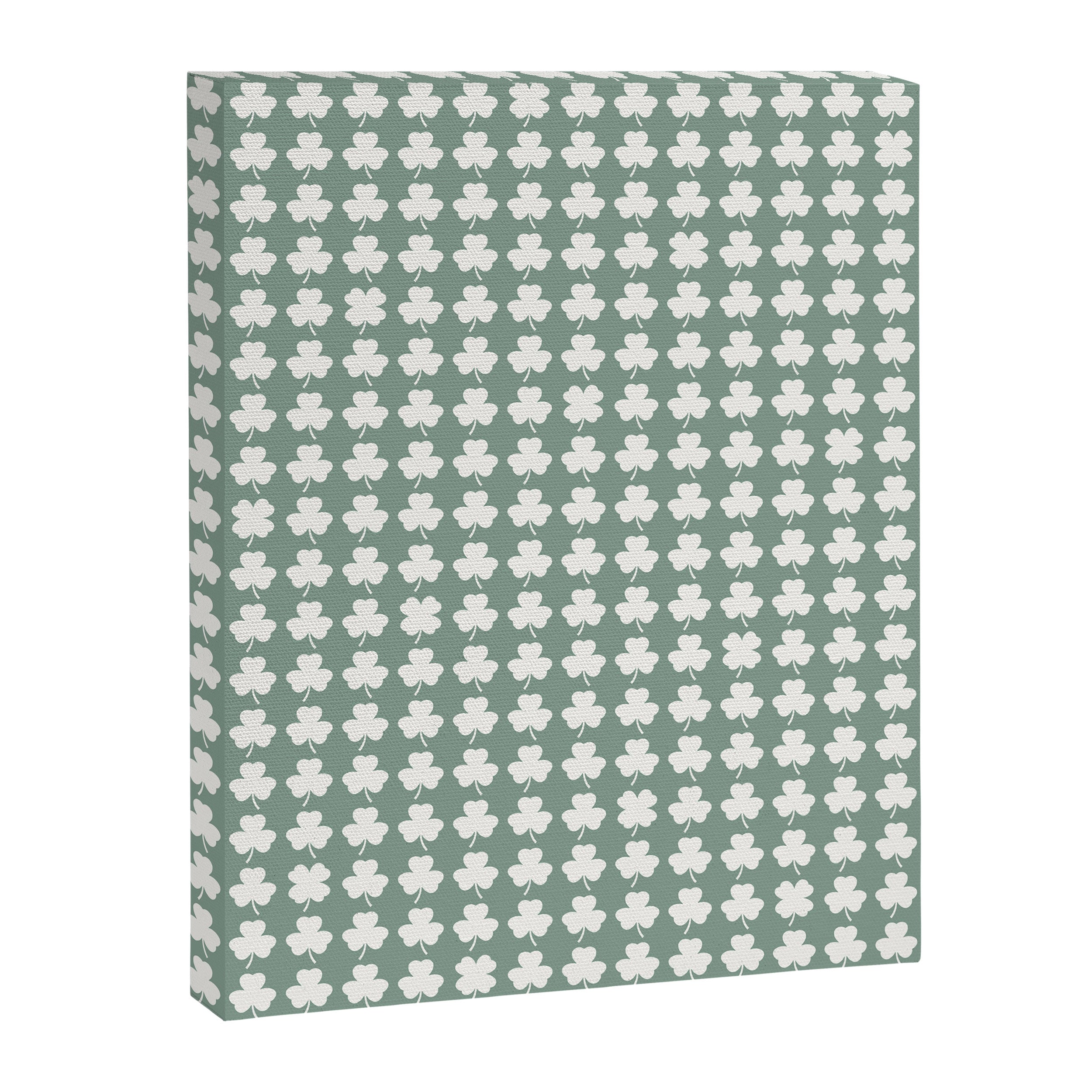 Clovers XXXIII Sage Green Botanical Pattern Canvas Print Gallery Image 8