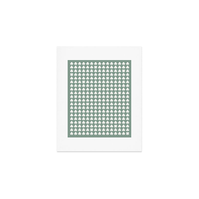 Clovers XXXIII Sage Green Botanical Pattern Art Print Gallery Image 1