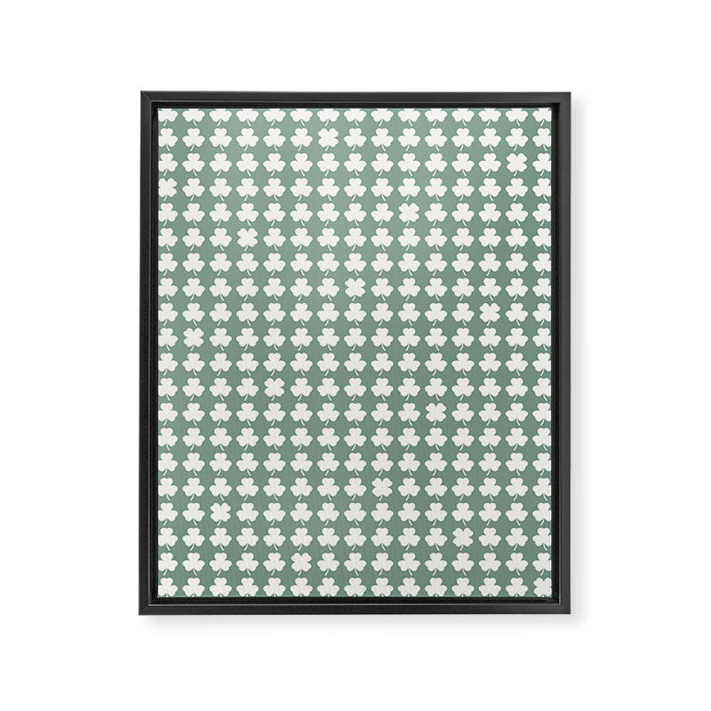 Clovers XXXIII Sage Green Botanical Pattern Framed Canvas Print Gallery Image 8