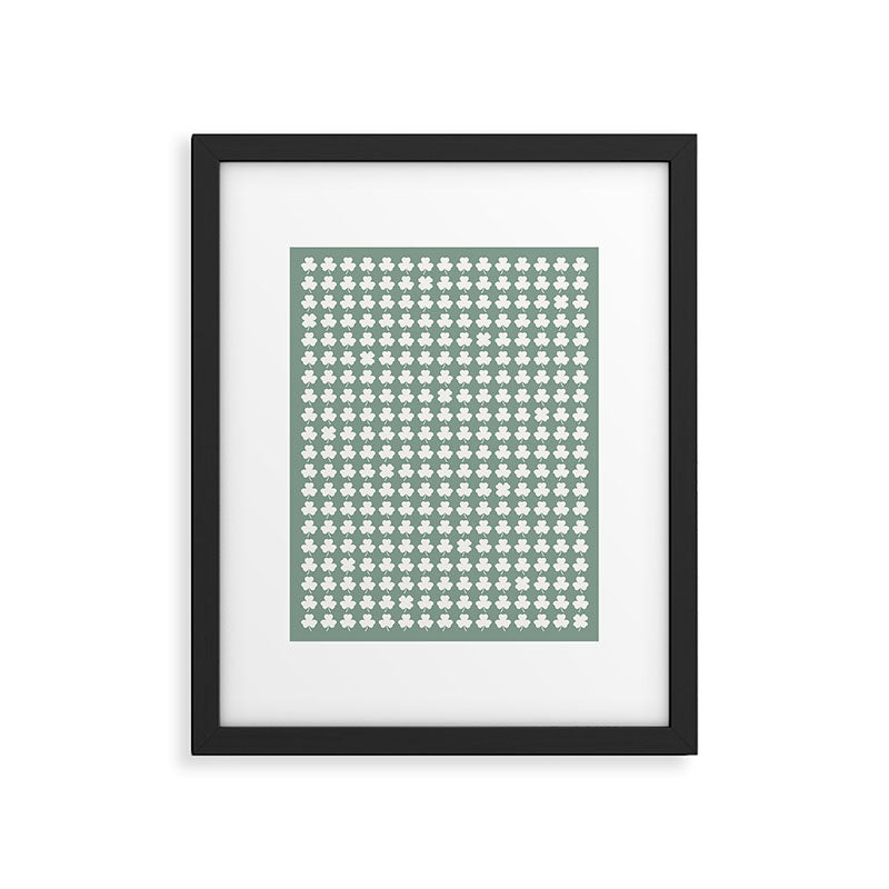 Clovers XXXIII Sage Green Botanical Pattern Framed Art Print Gallery Image 6