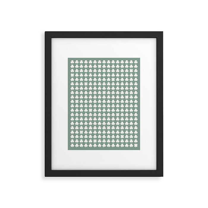 Clovers XXXIII Sage Green Botanical Pattern Framed Art Print Gallery Image 1