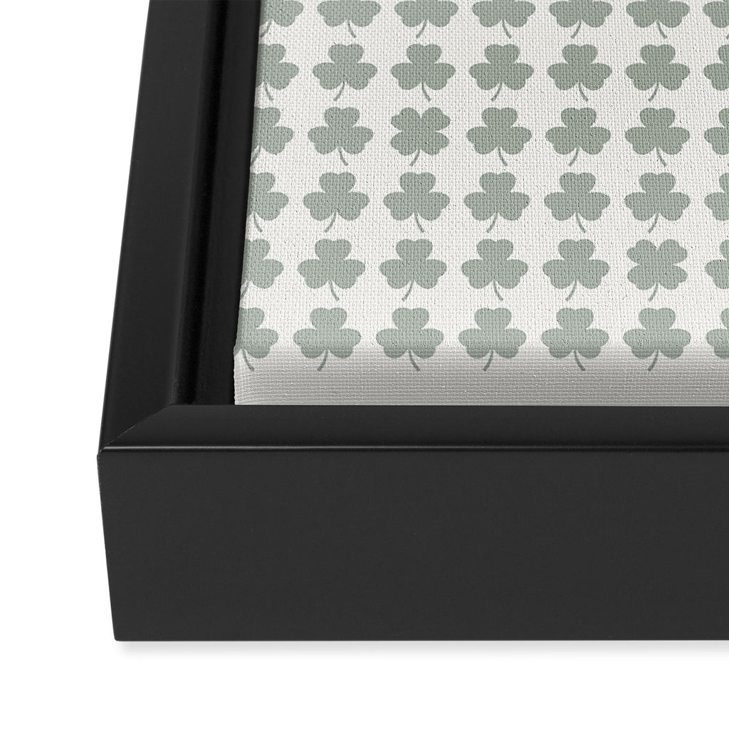 Clovers XXXIV Neutral Green Botanical Pattern Framed Canvas Print Gallery Image 3