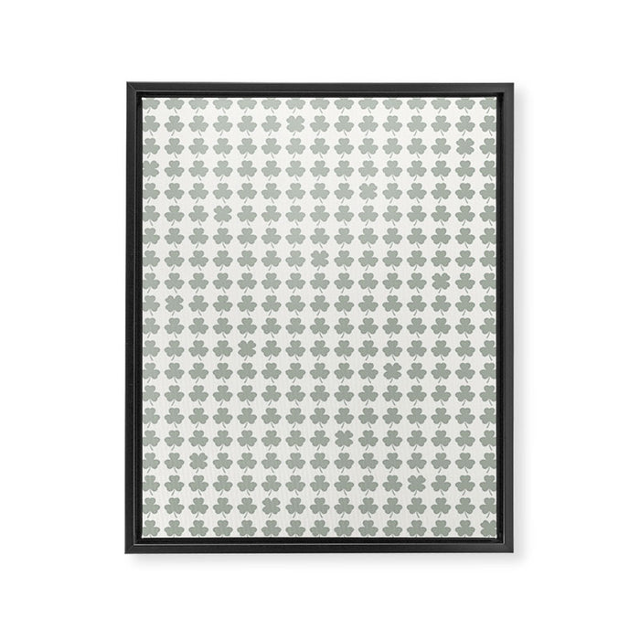 Clovers XXXIV Neutral Green Botanical Pattern Framed Canvas Print Gallery Image 1