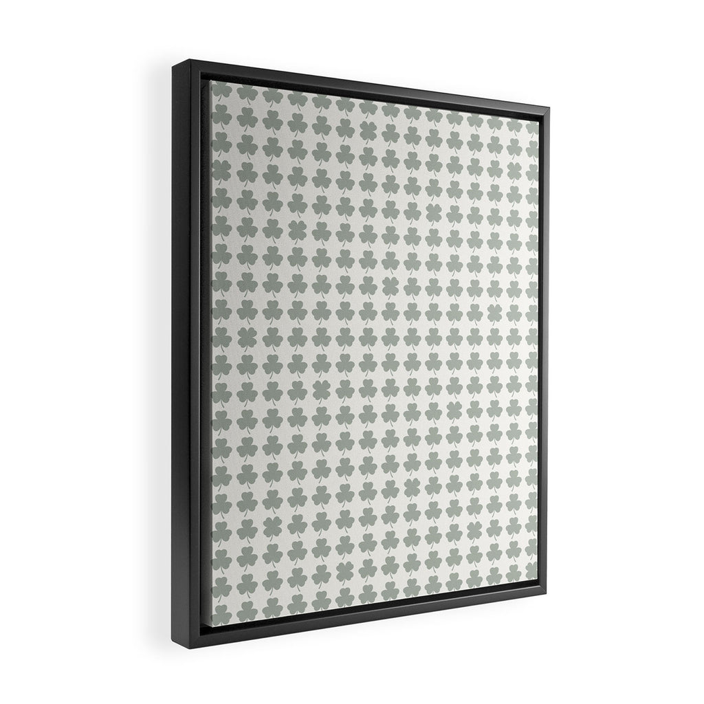 Clovers XXXIV Neutral Green Botanical Pattern Framed Canvas Print Gallery Image 2