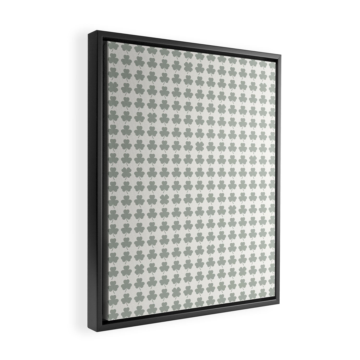 Clovers XXXIV Neutral Green Botanical Pattern Framed Canvas Print Gallery Image 2