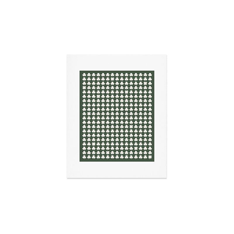 Clovers XXXIX Dark Green Botanical Pattern Art Print Gallery Image 1