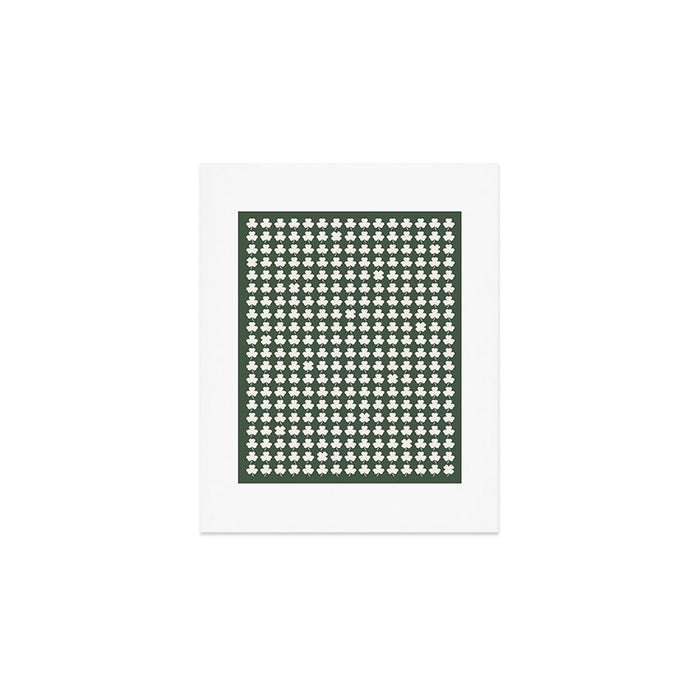 Clovers XXXIX Dark Green Botanical Pattern Art Print Gallery Image 1