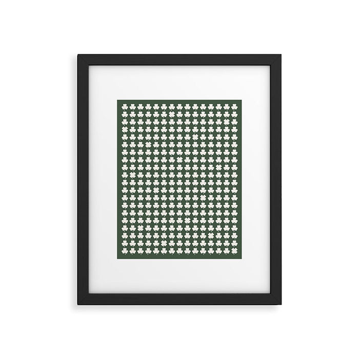 Clovers XXXIX Dark Green Botanical Pattern Framed Art Print Gallery Image 1